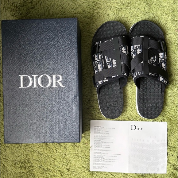 Dior Monogram Black and White Men's Sandals - Picture 1 of 5